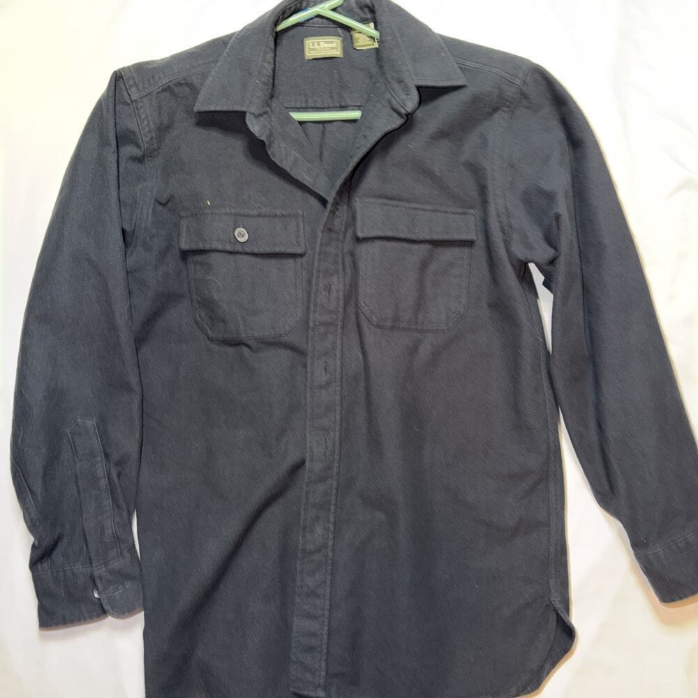 LL Bean Vintage Men’s MED Blue Chamois Flannel Shirt Long Sleeve Button-Up